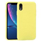 For iPhone XR Herringbone Texture Silicone Protective Case(Shiny Yellow)
