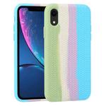 For iPhone XR Herringbone Texture Silicone Protective Case(Rainbow Green)
