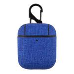 CP580 Casual Burlap Texture Anti-fall Wireless Earphone Protective Case with Hook For AirPods 1/2(Blue)