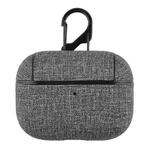 CP580 Casual Burlap Texture Anti-fall Wireless Earphone Protective Case with Hook For AirPods Pro(Dark Grey)