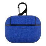 CP580 Casual Burlap Texture Anti-fall Wireless Earphone Protective Case with Hook For AirPods Pro(Blue)