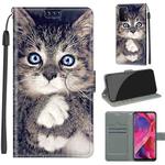 Voltage Coloured Drawing Magnetic Clasp Horizontal Flip PU Leather Case with Holder & Card Slots For OPPO A93 5G / A93s 5G / A54 5G / A74 5G(C02 Fork Hand White Claw Cat)