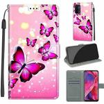 Voltage Coloured Drawing Magnetic Clasp Horizontal Flip PU Leather Case with Holder & Card Slots For OPPO A93 5G / A93s 5G / A54 5G / A74 5G(C03 Gradient Pink Flying Butterflies)