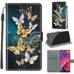 Voltage Coloured Drawing Magnetic Clasp Horizontal Flip PU Leather Case with Holder & Card Slots For OPPO A93 5G / A93s 5G / A54 5G / A74 5G(C20 Gold Silver Flying Butterflies)