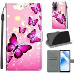 Voltage Coloured Drawing Magnetic Clasp Horizontal Flip PU Leather Case with Holder & Card Slots For OPPO A54 4G / A16 4G / A53s 5G / A55 5G(C03 Gradient Pink Flying Butterflies)