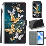 Voltage Coloured Drawing Magnetic Clasp Horizontal Flip PU Leather Case with Holder & Card Slots For OPPO A54 4G / A16 4G / A53s 5G / A55 5G(C20 Gold Silver Flying Butterflies)