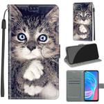 Voltage Coloured Drawing Magnetic Clasp Horizontal Flip PU Leather Case with Holder & Card Slots For OPPO A72 5G / A73 5G / A53 5G(C02 Fork Hand White Claw Cat)