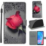 Voltage Coloured Drawing Magnetic Clasp Horizontal Flip PU Leather Case with Holder & Card Slots For OPPO A72 5G / A73 5G / A53 5G(C14 Black Water Drop Rose)
