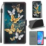 Voltage Coloured Drawing Magnetic Clasp Horizontal Flip PU Leather Case with Holder & Card Slots For OPPO A72 5G / A73 5G / A53 5G(C20 Gold Silver Flying Butterflies)