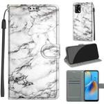 Voltage Coloured Drawing Magnetic Clasp Horizontal Flip PU Leather Case with Holder & Card Slots For OPPO F19 / A74 4G(C01 White Marble)