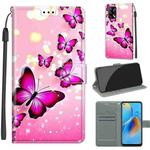 Voltage Coloured Drawing Magnetic Clasp Horizontal Flip PU Leather Case with Holder & Card Slots For OPPO F19 / A74 4G(C03 Gradient Pink Flying Butterflies)