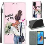 Voltage Coloured Drawing Magnetic Clasp Horizontal Flip PU Leather Case with Holder & Card Slots For OPPO F19 / A74 4G(C09 Hug Flower)