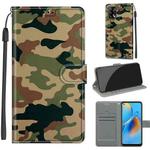 Voltage Coloured Drawing Magnetic Clasp Horizontal Flip PU Leather Case with Holder & Card Slots For OPPO F19 / A74 4G(C12 Green Yellow Camouflage)