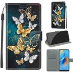 Voltage Coloured Drawing Magnetic Clasp Horizontal Flip PU Leather Case with Holder & Card Slots For OPPO F19 / A74 4G(C20 Gold Silver Flying Butterflies)
