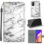 Voltage Coloured Drawing Magnetic Clasp Horizontal Flip PU Leather Case with Holder & Card Slots For OPPO A94 5G / A95 5G / F19 Pro+ 5G(C01 White Marble)