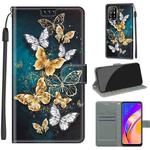 Voltage Coloured Drawing Magnetic Clasp Horizontal Flip PU Leather Case with Holder & Card Slots For OPPO A94 5G / A95 5G / F19 Pro+ 5G(C20 Gold Silver Flying Butterflies)