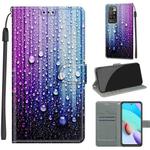 Voltage Coloured Drawing Magnetic Clasp Horizontal Flip PU Leather Case with Holder & Card Slots For Xiaomi Redmi 10(C05 Purple Blue Water Drops)