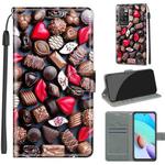 Voltage Coloured Drawing Magnetic Clasp Horizontal Flip PU Leather Case with Holder & Card Slots For Xiaomi Redmi 10(C06 Red Lip Chocolate)