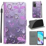 Voltage Coloured Drawing Magnetic Clasp Horizontal Flip PU Leather Case with Holder & Card Slots For Xiaomi Redmi 10(C16 Water Drop Six Petal Flower)