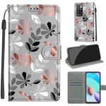 Voltage Coloured Drawing Magnetic Clasp Horizontal Flip PU Leather Case with Holder & Card Slots For Xiaomi Redmi 10(C19 Material Flower)