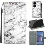 Voltage Coloured Drawing Magnetic Clasp Horizontal Flip PU Leather Case with Holder & Card Slots For Huawei P50(C01 White Marble)