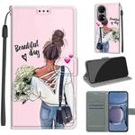 Voltage Coloured Drawing Magnetic Clasp Horizontal Flip PU Leather Case with Holder & Card Slots For Huawei P50(C09 Hug Flower)