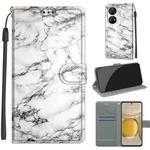 Voltage Coloured Drawing Magnetic Clasp Horizontal Flip PU Leather Case with Holder & Card Slots For Huawei P50 Pro(C01 White Marble)