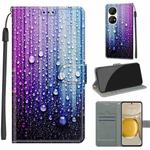Voltage Coloured Drawing Magnetic Clasp Horizontal Flip PU Leather Case with Holder & Card Slots For Huawei P50 Pro(C05 Purple Blue Water Drops)