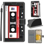 Voltage Coloured Drawing Magnetic Clasp Horizontal Flip PU Leather Case with Holder & Card Slots For Huawei P50 Pro(C10 Black Red Tape)
