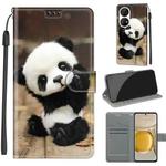 Voltage Coloured Drawing Magnetic Clasp Horizontal Flip PU Leather Case with Holder & Card Slots For Huawei P50 Pro(C18 Wood Board Panda)