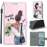 Voltage Coloured Drawing Magnetic Clasp Horizontal Flip PU Leather Case with Holder & Card Slots For Nokia G20 / G10 / 6.3(C09 Hug Flower)