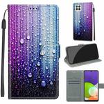 Voltage Coloured Drawing Magnetic Clasp Horizontal Flip PU Leather Case with Holder & Card Slots For Samsung Galaxy A22 4G(C05 Purple Blue Water Drops)