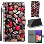 Voltage Coloured Drawing Magnetic Clasp Horizontal Flip PU Leather Case with Holder & Card Slots For Samsung Galaxy A22 5G(C06 Red Lip Chocolate)
