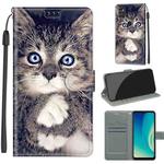 Voltage Coloured Drawing Magnetic Clasp Horizontal Flip PU Leather Case with Holder & Card Slots For ZTE Blade A7s 2020(C02 Fork Hand White Claw Cat)