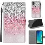 Voltage Coloured Drawing Magnetic Clasp Horizontal Flip PU Leather Case with Holder & Card Slots For ZTE Blade A7s 2020(C13 Silver Pink Glitter)
