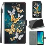 Voltage Coloured Drawing Magnetic Clasp Horizontal Flip PU Leather Case with Holder & Card Slots For ZTE Blade A7s 2020(C20 Gold Silver Flying Butterflies)