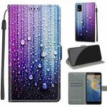 Voltage Coloured Drawing Magnetic Clasp Horizontal Flip PU Leather Case with Holder & Card Slots For ZTE Blade A31(C05 Purple Blue Water Drops)