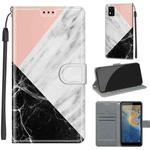 Voltage Coloured Drawing Magnetic Clasp Horizontal Flip PU Leather Case with Holder & Card Slots For ZTE Blade A31(C07 Pink White Black)