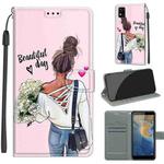 Voltage Coloured Drawing Magnetic Clasp Horizontal Flip PU Leather Case with Holder & Card Slots For ZTE Blade A31(C09 Hug Flower)