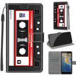 Voltage Coloured Drawing Magnetic Clasp Horizontal Flip PU Leather Case with Holder & Card Slots For ZTE Blade A31(C10 Black Red Tape)