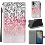 Voltage Coloured Drawing Magnetic Clasp Horizontal Flip PU Leather Case with Holder & Card Slots For ZTE Blade A31(C13 Silver Pink Glitter)