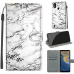 Voltage Coloured Drawing Magnetic Clasp Horizontal Flip PU Leather Case with Holder & Card Slots For ZTE Blade A51(C01 White Marble)