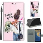 Voltage Coloured Drawing Magnetic Clasp Horizontal Flip PU Leather Case with Holder & Card Slots For ZTE Blade A51(C09 Hug Flower)