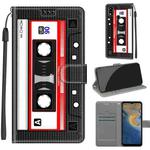 Voltage Coloured Drawing Magnetic Clasp Horizontal Flip PU Leather Case with Holder & Card Slots For ZTE Blade A51(C10 Black Red Tape)