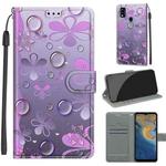 Voltage Coloured Drawing Magnetic Clasp Horizontal Flip PU Leather Case with Holder & Card Slots For ZTE Blade A51(C16 Water Drop Six Petal Flower)