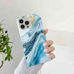 Marble Pattern Soft TPU Straight-Edge Protective Case For iPhone 13(Gilding Blue)