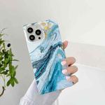 Marble Pattern Soft TPU Straight-Edge Protective Case For iPhone 13 Pro(Gilding Blue)