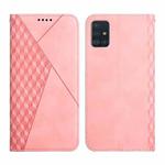 For Samsung Galaxy A51 5G Diamond Pattern Splicing Skin Feel Magnetic Horizontal Flip Leather Case with Card Slots & Holder & Wallet(Rose Gold)