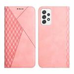 For Samsung Galaxy A52 5G / 4G Diamond Pattern Splicing Skin Feel Magnetic Horizontal Flip Leather Case with Card Slots & Holder & Wallet(Rose Gold)