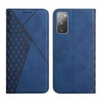 For Samsung Galaxy S20 FE Diamond Pattern Splicing Skin Feel Magnetic Horizontal Flip Leather Case with Card Slots & Holder & Wallet(Blue)